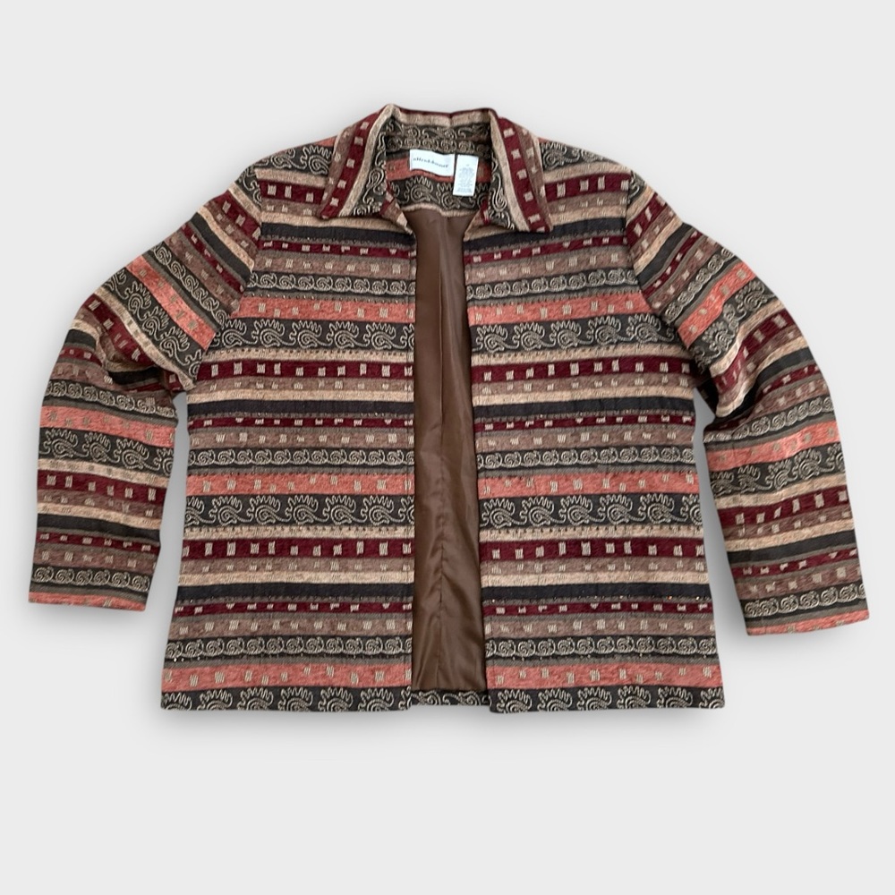 Vintage 90s Eclectic Tapestry Open Front Jacket